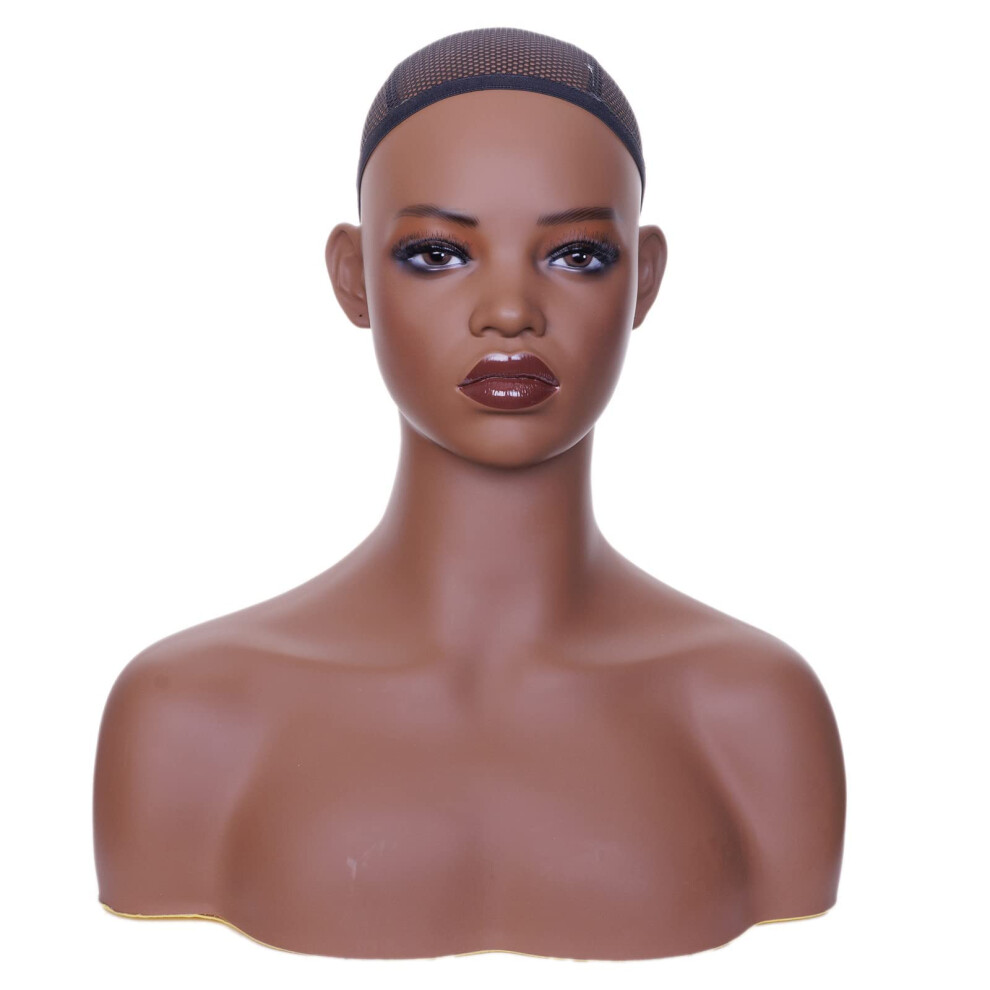 Unisex Mannequin Head With Shoulders For Wigs, Lifelike Female Wig Stand For Styling And Display