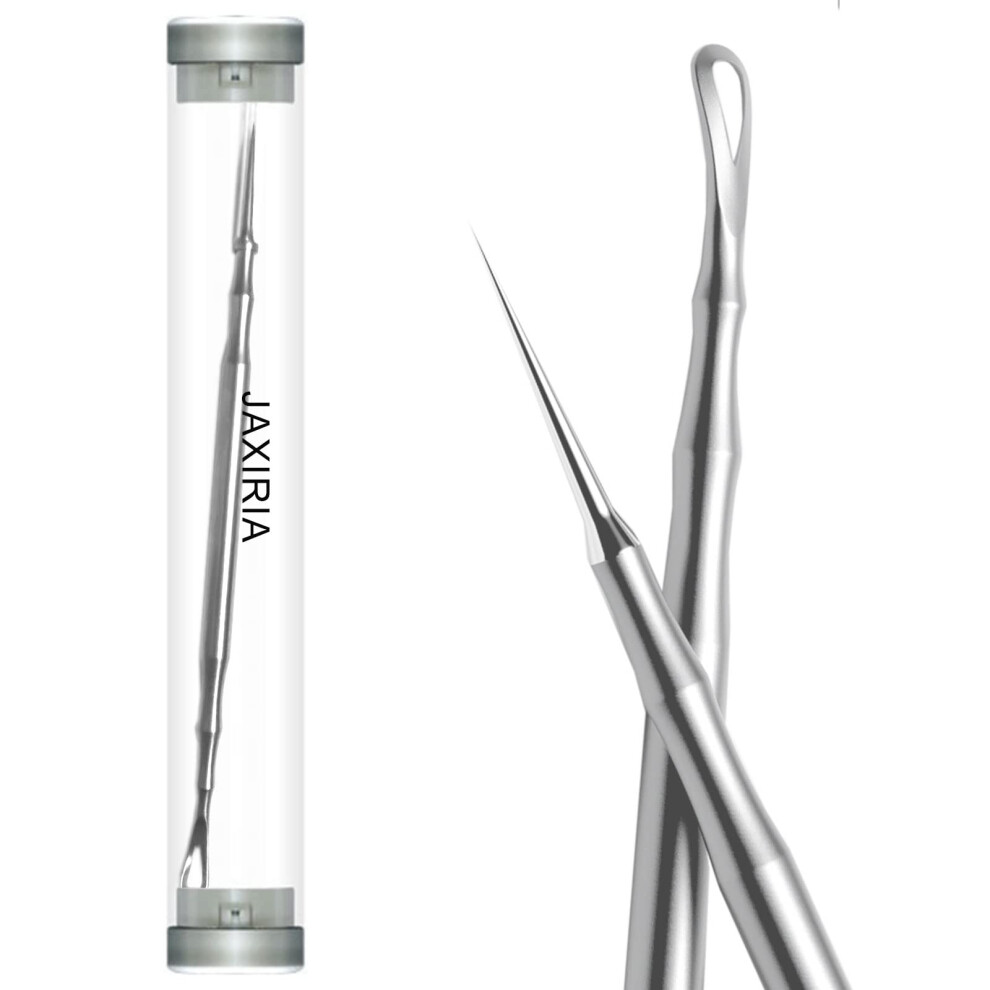 Blackhead Removal Tool, 2in1 Stainless Steel Acne Extractor for Face and Nose with PainReducing Ring
