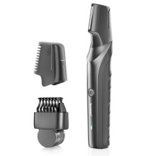 Men's Body Hair Trimmer with VShaped Blade, Waterproof Beard Grooming Kit, Rechargeable Wet Dry Use