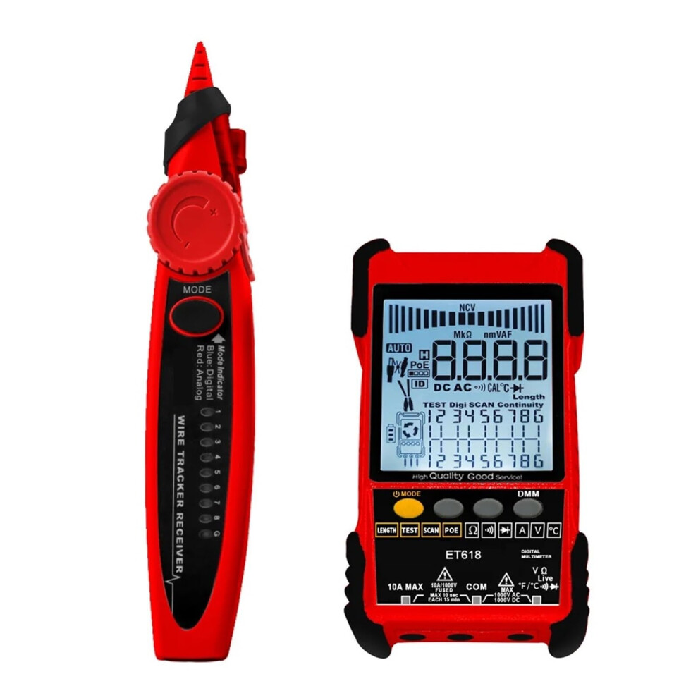 Et618 Pro 2 In 1 Network Cable Tester 600M Analog Digital Search Poe Test Cable Pairing Handheld Lcd Wiremap Tracker 9119770719348