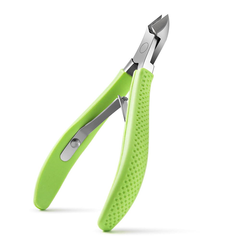 Green Small Cuticle Nipper 9Mm Full Jaw Stainless Steel Rubber Handle Manicure Tool