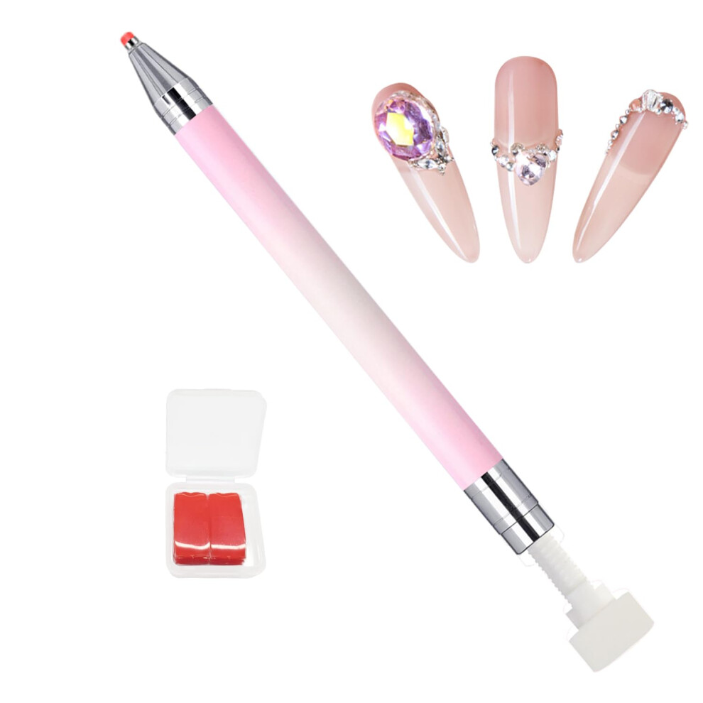 Pink/White Nail Art Rhinestone Picker Pen With Refillable Wax Tip, To Gradient Crystal Tool