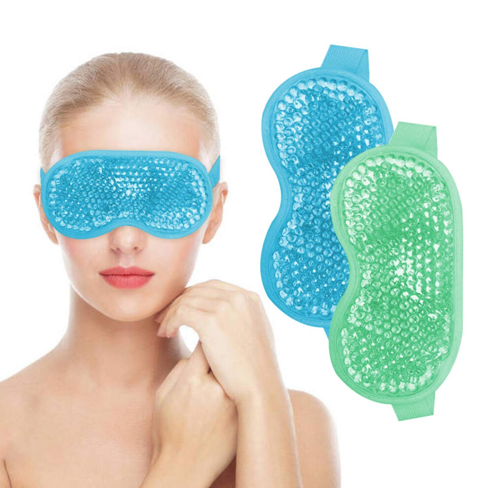 Relieve Eye Discomfort, Double-Sided Design Cooling Eye Mask, Reusable Cold Compress Gel Bead Ice Pack for Headaches & Stress Relief (2PCS)