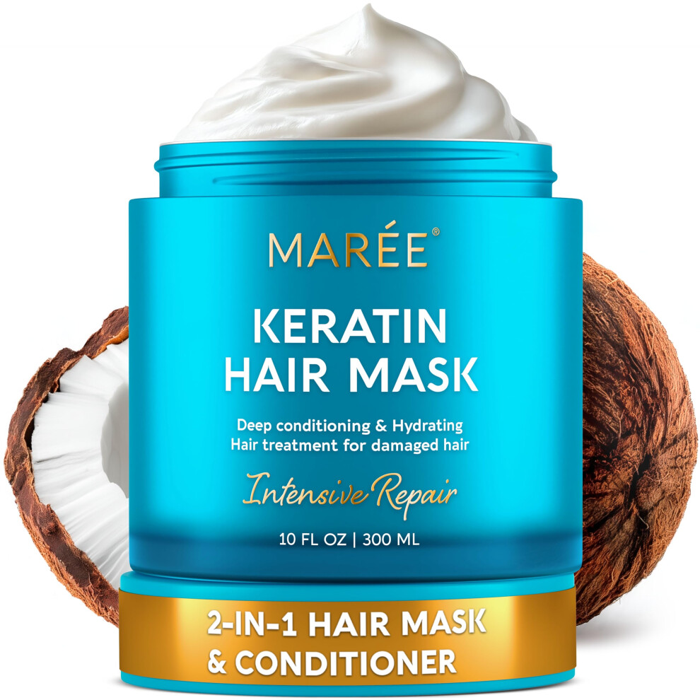Keratin Hair Mask Deep Conditioning for Damaged Dry Curly Hair  Growth and Frizz Control 10oz