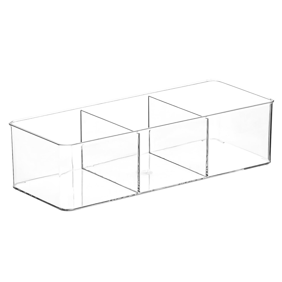Clear Acrylic Makeup Organizer with 3 Sections for Brushes, Lipsticks, Jewelry and Accessories