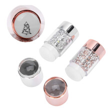 2 Pcs Clear Jelly Nail Stamper with 4 Scrapers, Double End Silicone Nail Art Stamper for Precise Patterns
