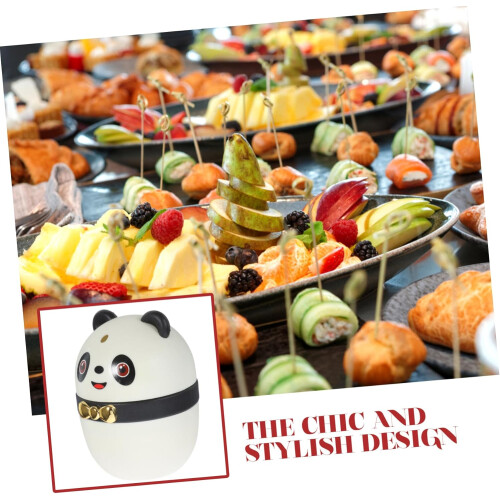 Toothpick Dispenser Panda Design Push Type Holder with Protective Lid PP Storage Box 2