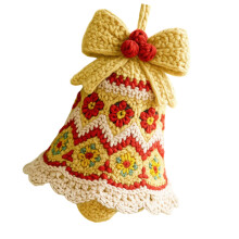 Crochet Holiday Bells Decoration Handcraft Washable Soft-Yellow