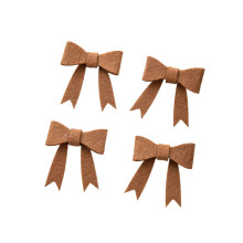 Pack Of 4 Fabric Bowknot Decorations With Leaf-Coffee bow