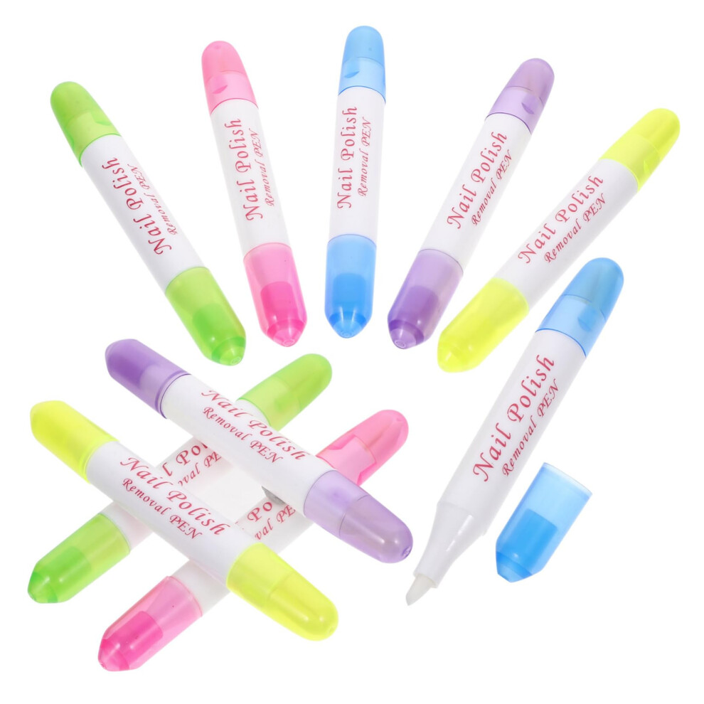 10Pcs Nail Polish Remover Pens Refillable Precision Nail Corrector Tools for Manicure and Nail Art