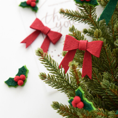 Pack Of 4 Fabric Bowknot Decorations With Leaf-Coffee bow 2