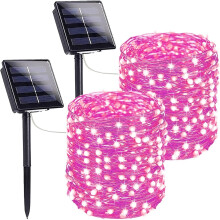 Duurzame solar buitenverlichting, waterdichte koperen lichtslinger met handige automatische aan/uit-schakelaar, flexibele LED-draad voor creatieve