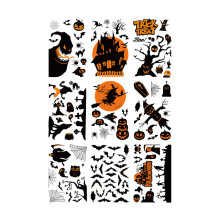 Autocollants réutilisables, applicables sur surfaces lisses, motif fantôme de dessin animé, décoration sur le thème des fêtes, autocollants