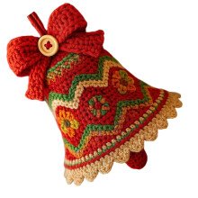 Handmade Crochet Christmas Bells Ornament Yarn Washable For-Red