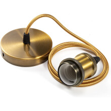 Hanglamp met stoffen kabel en verstelbare lengte voor de plafondrozet, geschikt voor eetkamer, café of industriële verlichting.