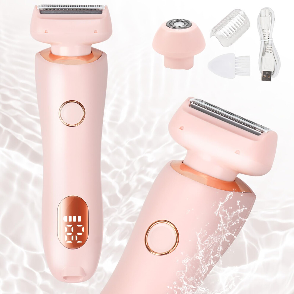 Pink Electric Shaver For Women Waterproof Usb Rechargeable Razor Painless Wet Dry Shaving For Legs And Underarms