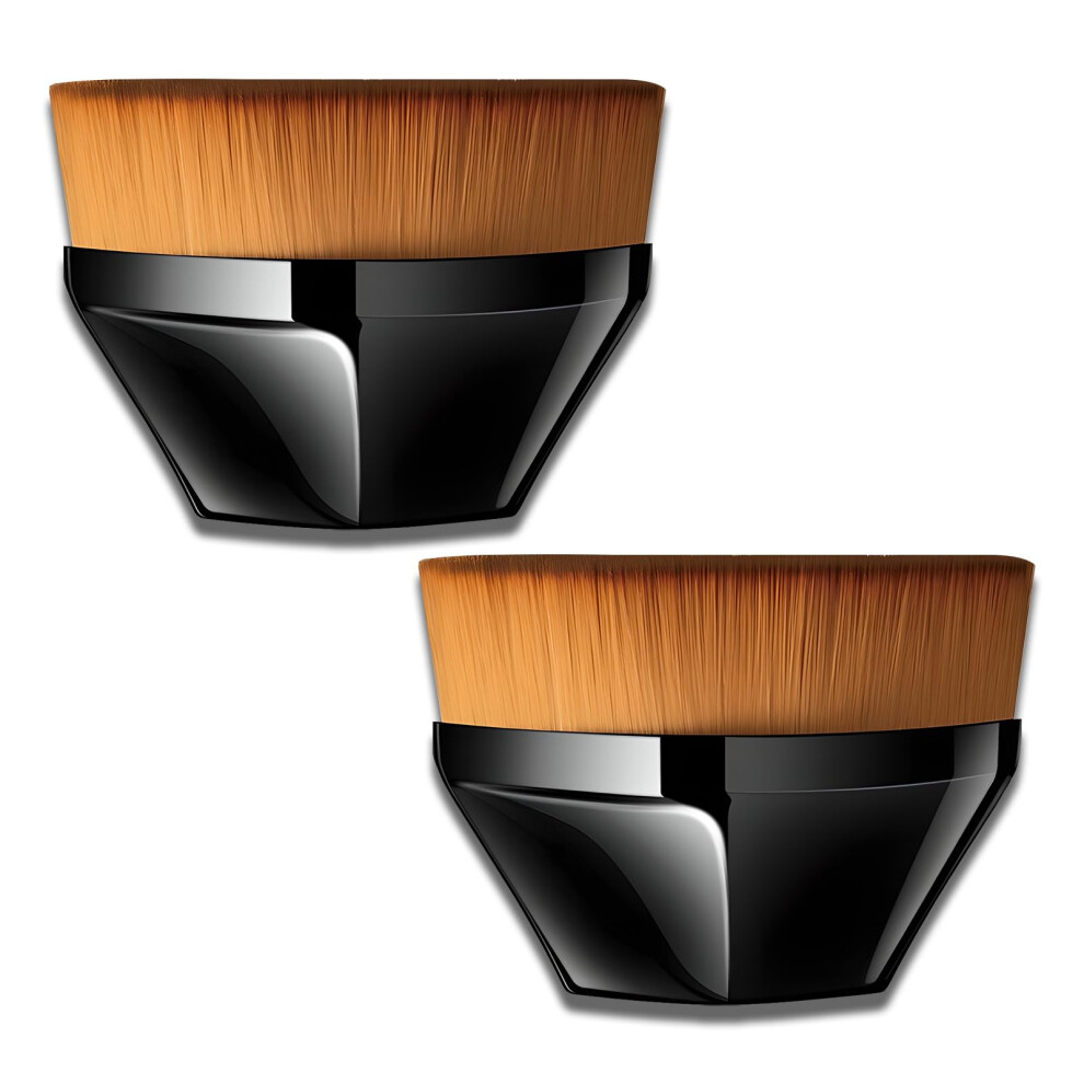 Black Flat Kabuki Foundation Brush With Petal Grip And Case For Flawless Liquid And Powder Makeup (Black)