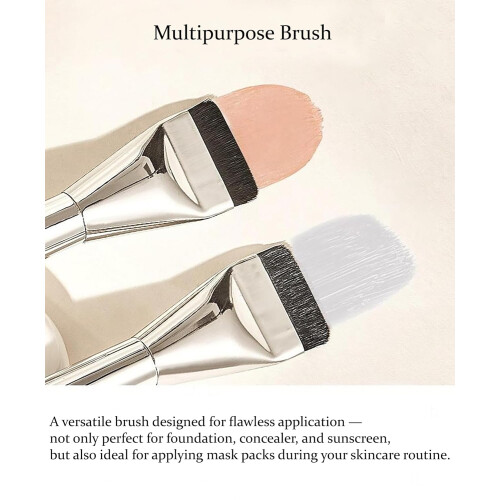 Makeup Foundation Brush Set for Flawless Full Coverage Liquid with Flat Synthetic Bristles, Silver 2