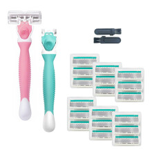 Women's 6 Blade Razor for Sensitive Skin with Ergonomic Handle and 19 Blade Refills TravelFriendly