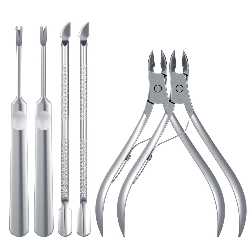 Stainless Steel Cuticle Nipper and Pusher Set, 5 in 1 Manicure Pedicure Kit with NonSlip Grip