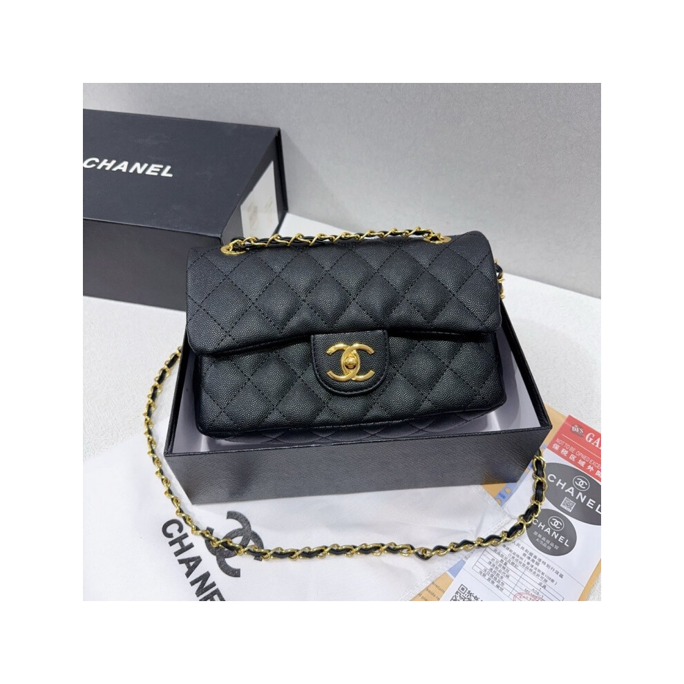 (Caviar skin) Classic Crossbody Shoulder Bag - Complete Package