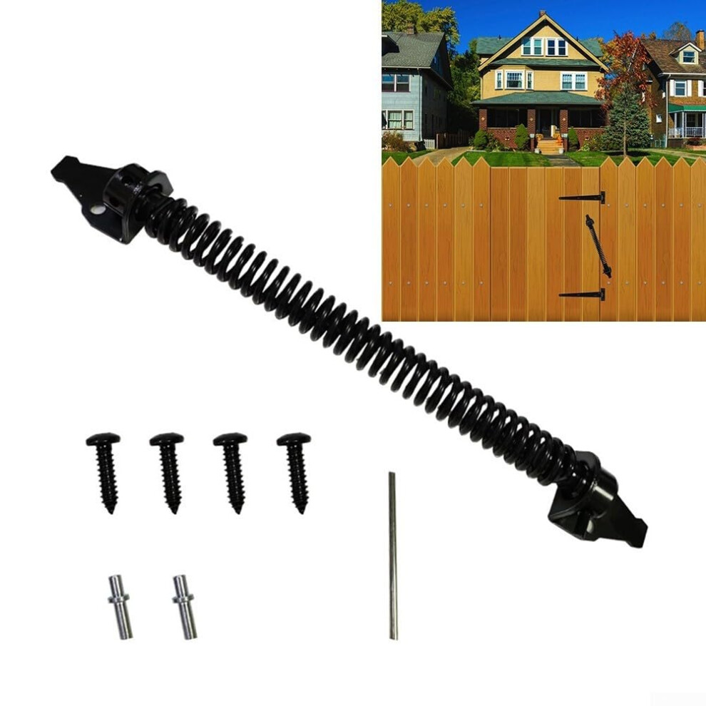 14 Inch Heavy Duty Automatic Gate Closer, Adjustable Tension, Black Steel For Wooden Fence 9001264957407