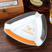 Ceramic Cigar Ashtray with 3 Slots, Windproof SpaceSaving Design for Indoor Outdoor Use, Black