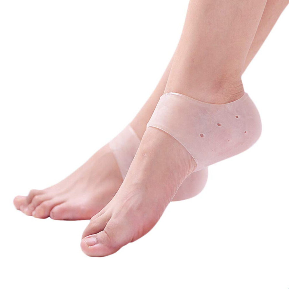 White Heel Cushions Silicone Heel Protectors For Plantar Fasciitis Relief And Cracked Heels