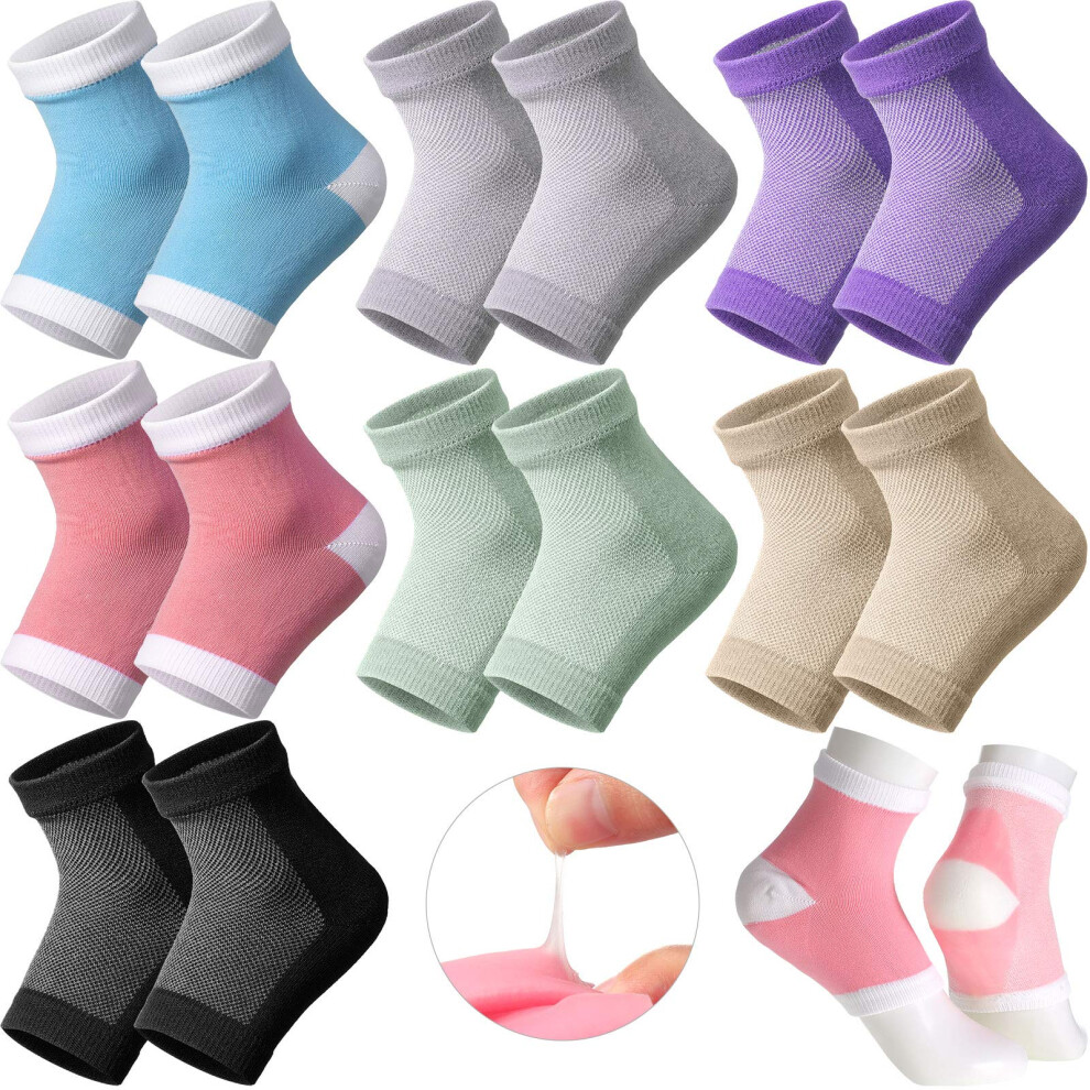 7 Pairs Moisturizing Gel Socks for Dry Cracked Heels, Toeless Breathable Design, Washable Reusable