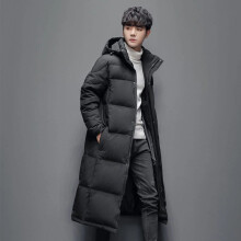 (Black, 3XL) Winter Men's Long Down Jacket – Hooded Warm Windproof Puffer Parka Coat