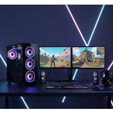 Gaming PC Dual Bundle Core i7 16GB RAM 1TB+128GB SSD GT730 4GB Win 11 2x22 Monitor +Speakers