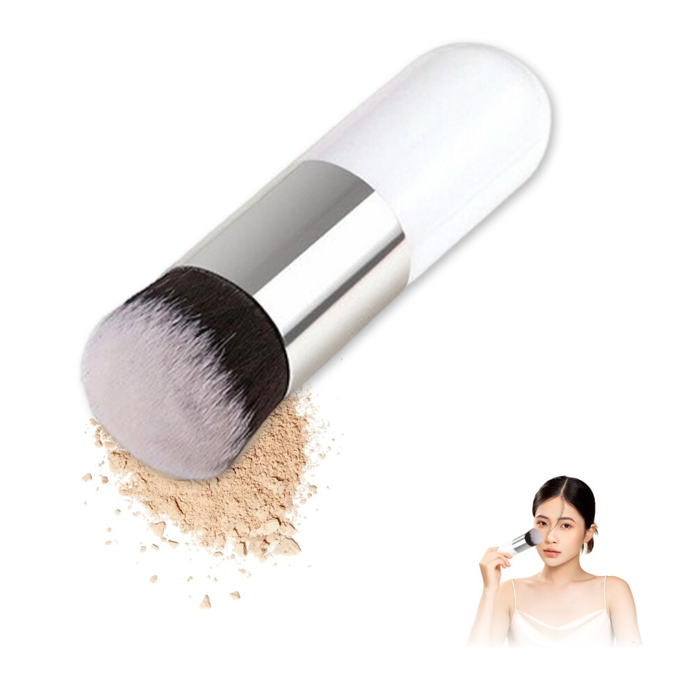 Cream Mini Foundation Brush For Travel Compact Makeup Brush With Dense Silky Bristles For Liquid And