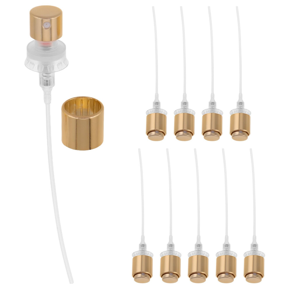 Golden Perfume Spray Nozzle 13Mm Plastic Atomizer Pump Head With Fine Mist Dispensing, 10Pcs