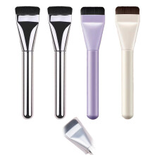 2pcs Flat Foundation Brush with UltraThin Soft Bristles for Flawless Coverage, Korean Style, Purple and White