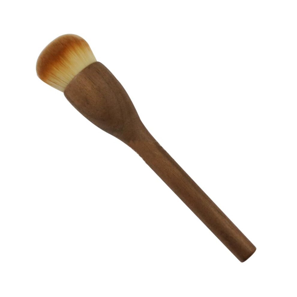 Black Makeup Brush Foundation And Powder Fluffy Goat Hair With Walnut Handle For Flawless Coverage