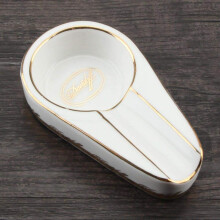 Ceramic Cigar Ashtray with Single Holder, Windproof Indoor Outdoor Use, White Vintage Style