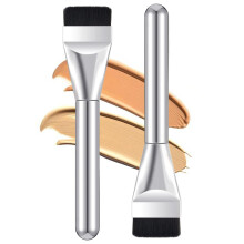 2PCS Flat Foundation Brush Set for Liquid and Cream Makeup with Flawless Streak Finish