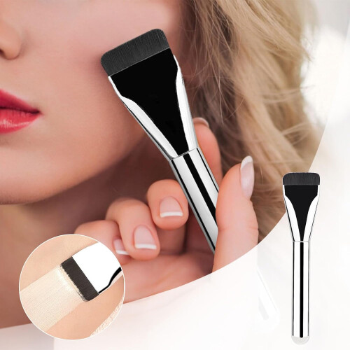 2pcs Flat Foundation Brush for Liquid Makeup, Ultra Thin Soft Dense Bristles for Full Coverage Face 1