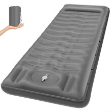 Outdoor Inflatable Sleeping Pad With Fast Pump, 196x66x13cm Gray, Camping Mat, MoistureResistant 6 Patch Kits