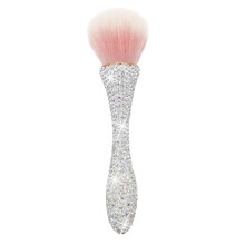 Retractable Rhinestone Makeup Brush with Soft Bristles, Travel Size Foundation Brush Silver