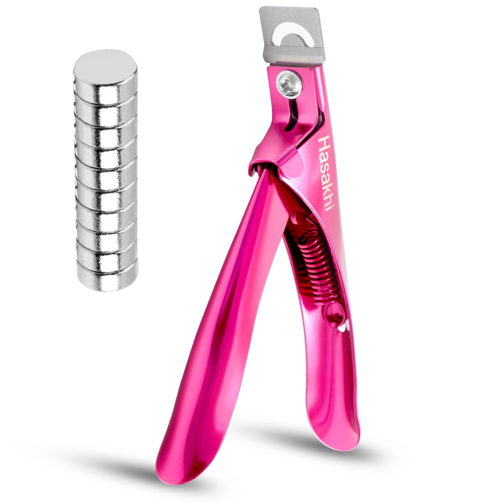 Acrylic Nail Clippers with Magnetic Length Control, Stainless Steel Tip Cutters for False Nails Rose