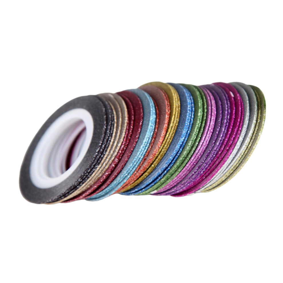 52 Rolls SelfAdhesive Nail Art Striping Tape Glitter Strips Mixed Colors for Manicure and Pedicure