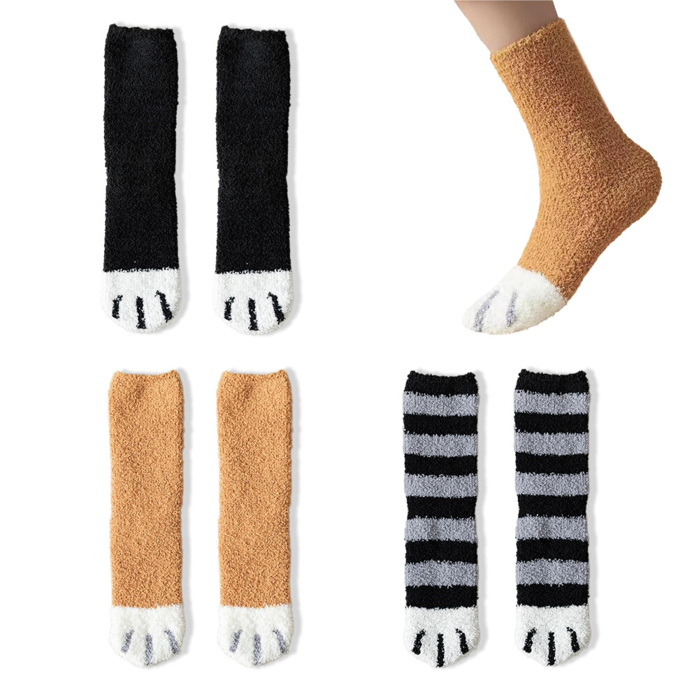 3 Pairs Moisturizing Spa Socks Aloe Infused Coral Fleece for Dry Cracked Heels Overnight Foot Care
