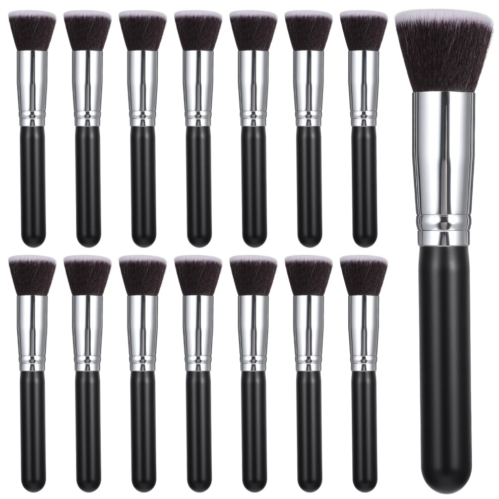 Black 15 Pcs Makeup Brush Set With Soft Synthetic Bristles For Foundation, Blush, Concealer,
