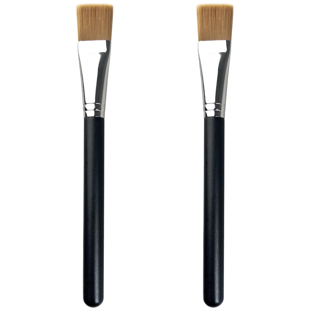 Cream Square Foundation Brush For Liquid And Makeup, Flat Face Makeup Brush With Vegan Soft Bristles