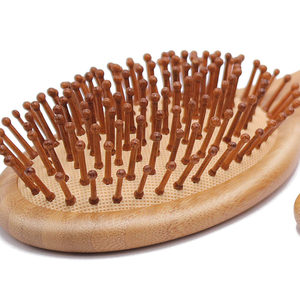 Natural Wooden Bamboo Hairbrush, Eco Friendly Hairbrush for All Hair Types, Wide-tooth Comb Promote Blood Circulation Reduce Hair Loss, 2Pcs