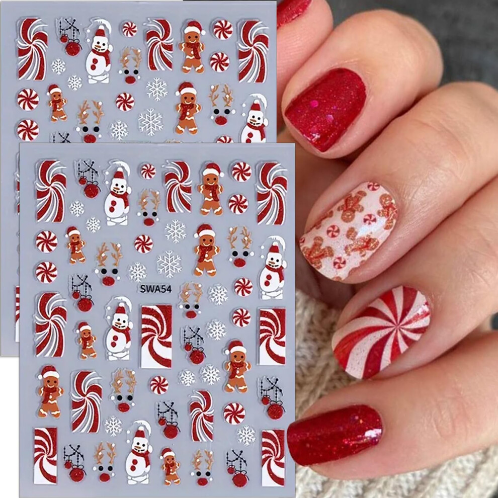 Christmas Nail Stickers 6PCS 3D SelfAdhesive Glitter Decals Festive Holiday Designs for Women