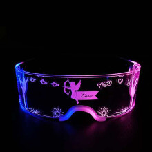 Lunettes lumineuses LED pour fête, lunettes de soleil futuristes avec 7 couleurs changeantes et 4 modes flash, accessoires néon lumineux pour rave,