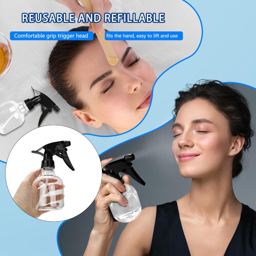 20 Pcs 8oz Empty Plastic Spray Bottles LeakProof Clear Trigger for Cleaning Plants Water Perfume 1