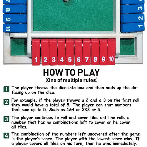 Ξύλινο παιχνίδι μαθηματικών Shut The Box για 2-4 παίκτες, κλασικό παιχνίδι μπαρ με 2